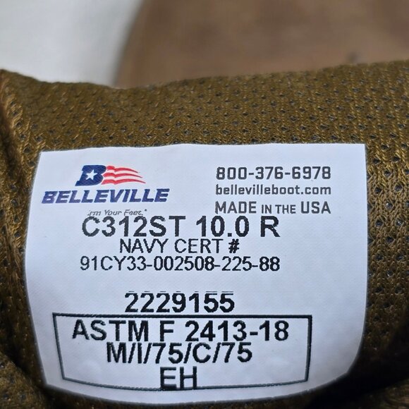 Belleville C312 ST Mens 10.0 Reg Tactical Boots Hot Weather Steel Toe NEW - Picture 8 of 9